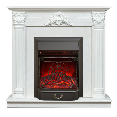 Электрокамин RealFlame Stefania WT белое золото с очагом Majestic Lux Black