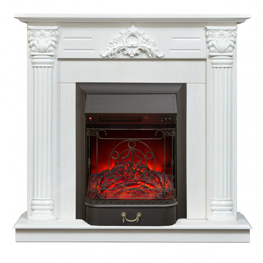 Электрокамин RealFlame Stefania WT белое золото с очагом Majestic Lux Black