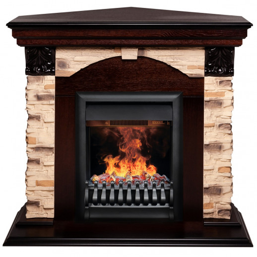 Электрокамин RealFlame Dublin Corner Rock AO античный дуб с очагом 3D Oregan